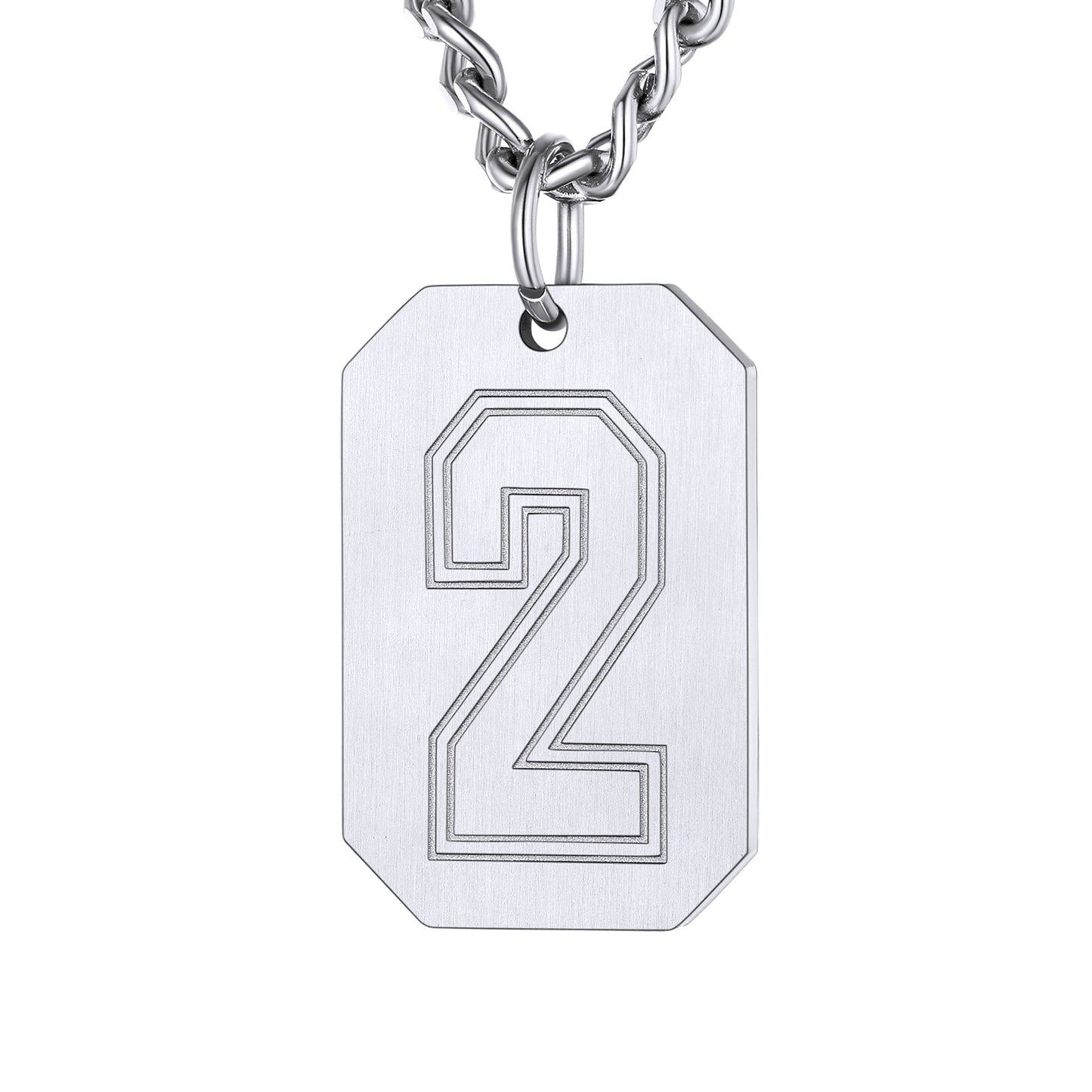Silver / 2 Custom Baseball Jersey Number Dog Tag Necklace for Sport Boys