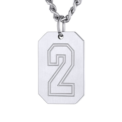 Silver / 2 Custom Baseball Jersey Number Dog Tag Necklace for Sport Boys