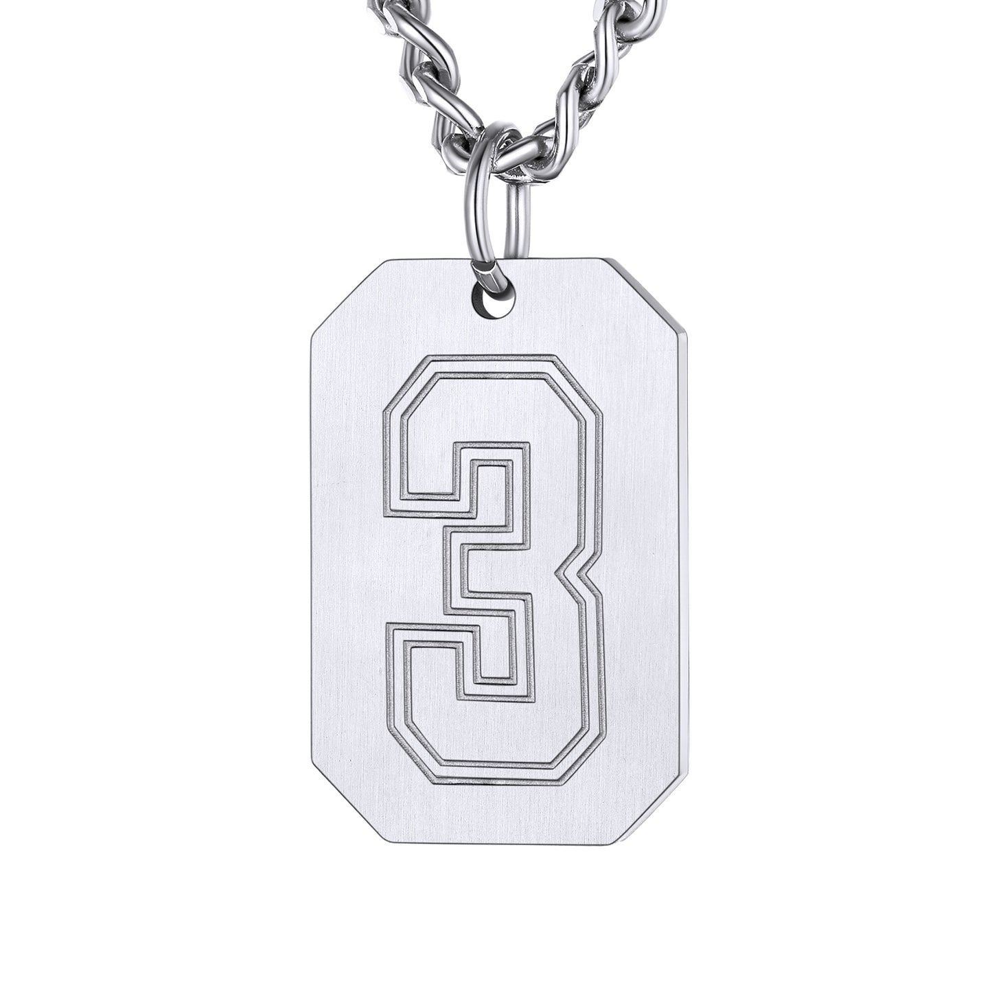 Silver / 3 Custom Baseball Jersey Number Dog Tag Necklace for Sport Boys