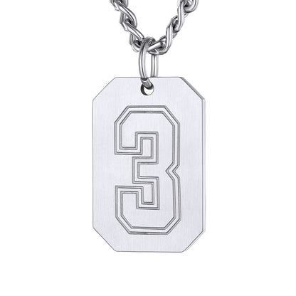 Silver / 3 Custom Baseball Jersey Number Dog Tag Necklace for Sport Boys