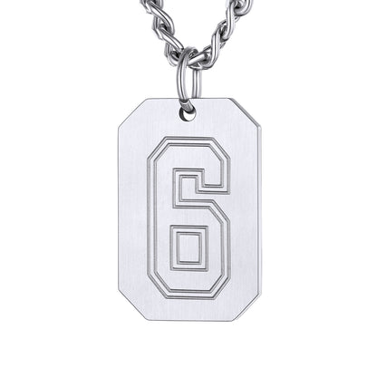 Silver / 6 Custom Baseball Jersey Number Dog Tag Necklace for Sport Boys
