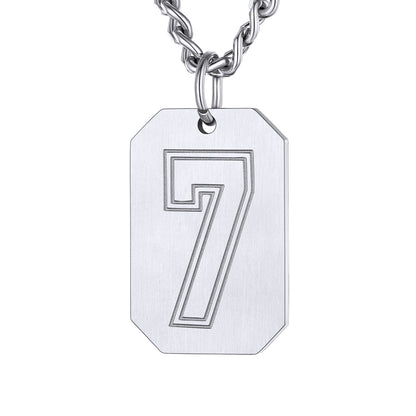 Silver / 7 Custom Baseball Jersey Number Dog Tag Necklace for Sport Boys