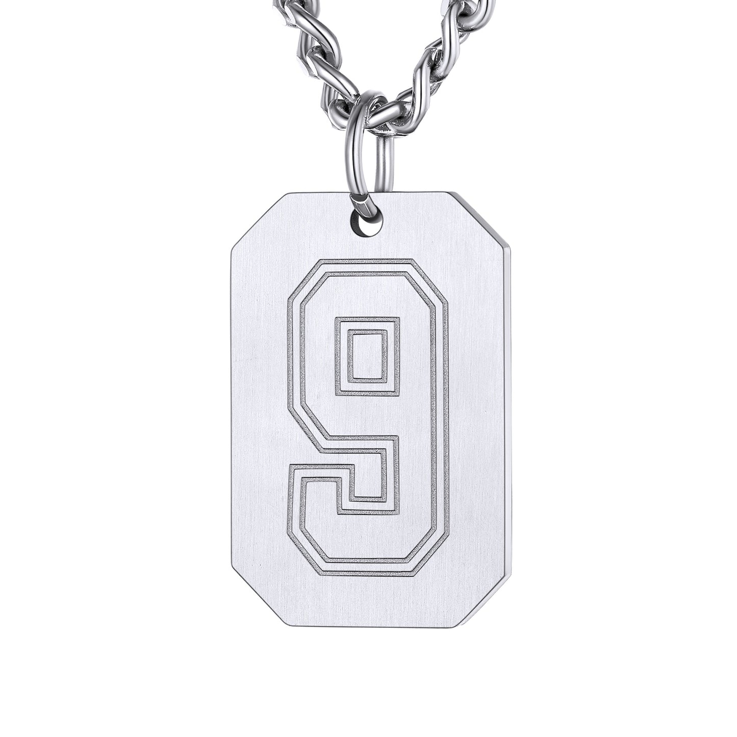 Silver / 9 Custom Baseball Jersey Number Dog Tag Necklace for Sport Boys