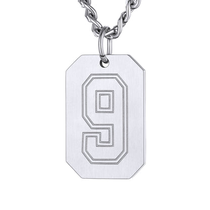 Silver / 9 Custom Baseball Jersey Number Dog Tag Necklace for Sport Boys