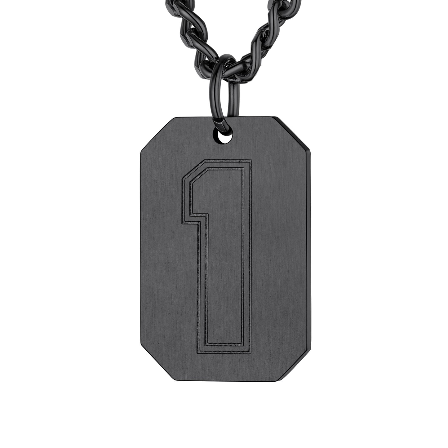 Black / 1 Custom Baseball Jersey Number Dog Tag Necklace for Sport Boys