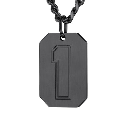 Black / 1 Custom Baseball Jersey Number Dog Tag Necklace for Sport Boys