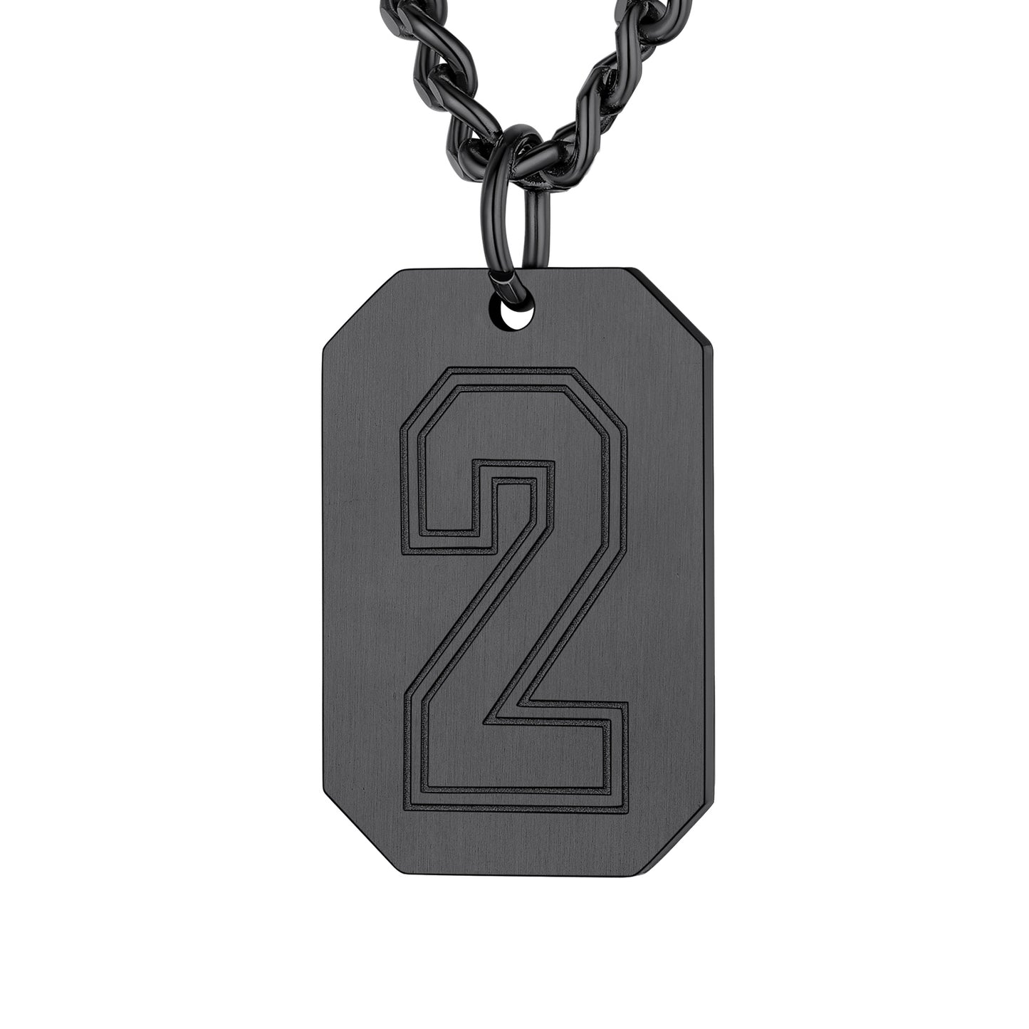 Black / 2 Custom Baseball Jersey Number Dog Tag Necklace for Sport Boys