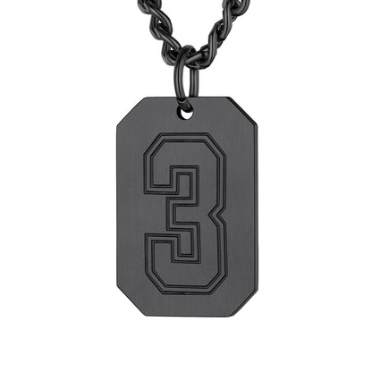 Black / 3 Custom Baseball Jersey Number Dog Tag Necklace for Sport Boys