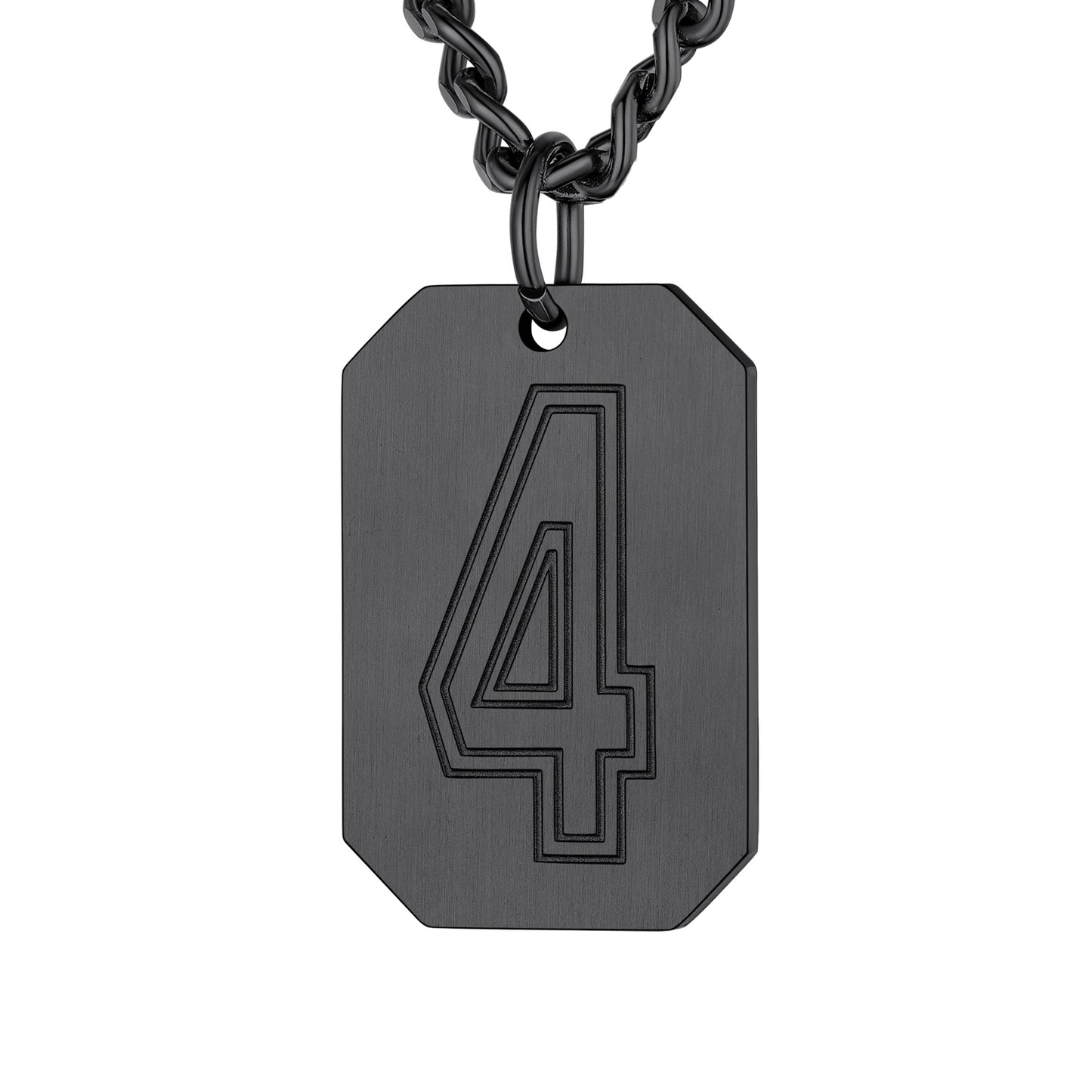 Black / 4 Custom Baseball Jersey Number Dog Tag Necklace for Sport Boys