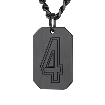 Black / 4 Custom Baseball Jersey Number Dog Tag Necklace for Sport Boys
