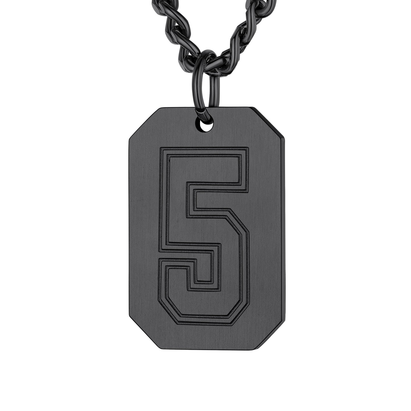 Black / 5 Custom Baseball Jersey Number Dog Tag Necklace for Sport Boys
