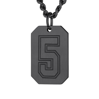 Black / 5 Custom Baseball Jersey Number Dog Tag Necklace for Sport Boys