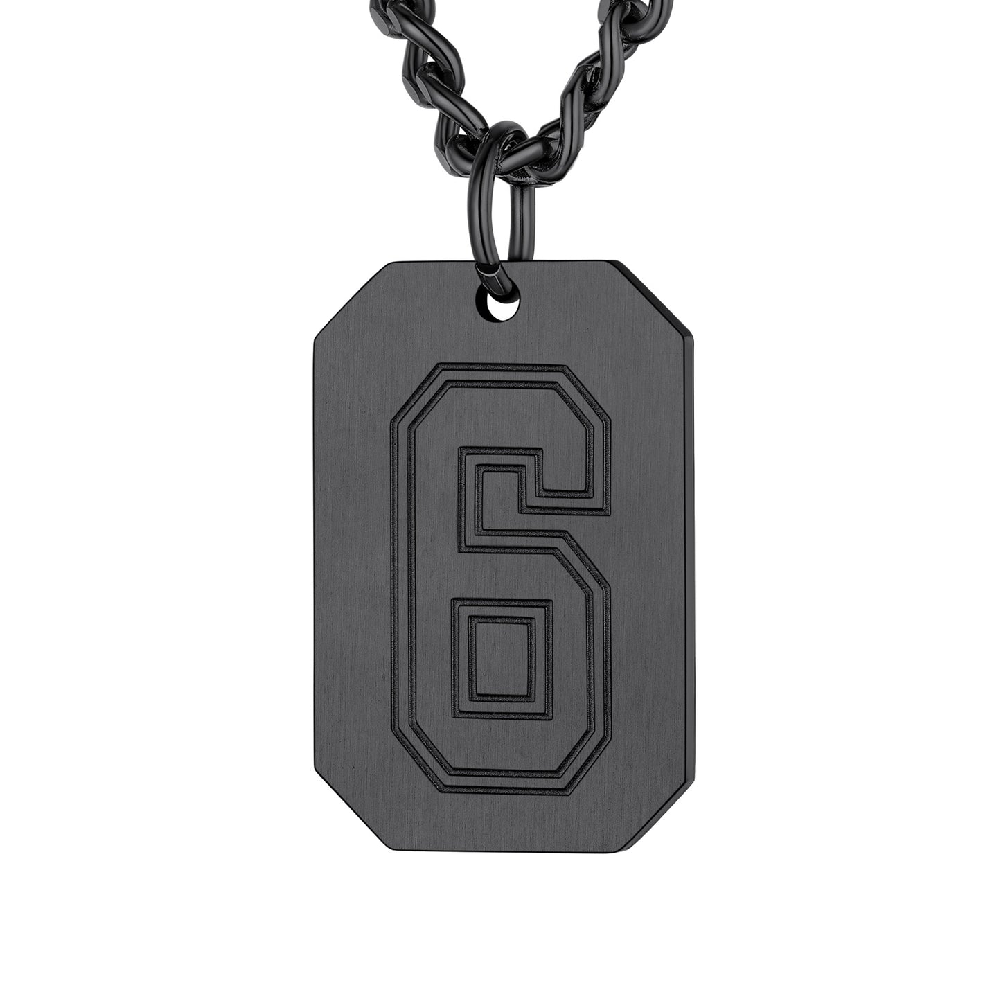 Black / 6 Custom Baseball Jersey Number Dog Tag Necklace for Sport Boys