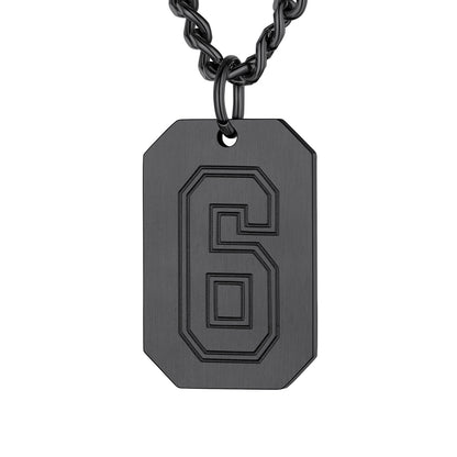 Black / 6 Custom Baseball Jersey Number Dog Tag Necklace for Sport Boys