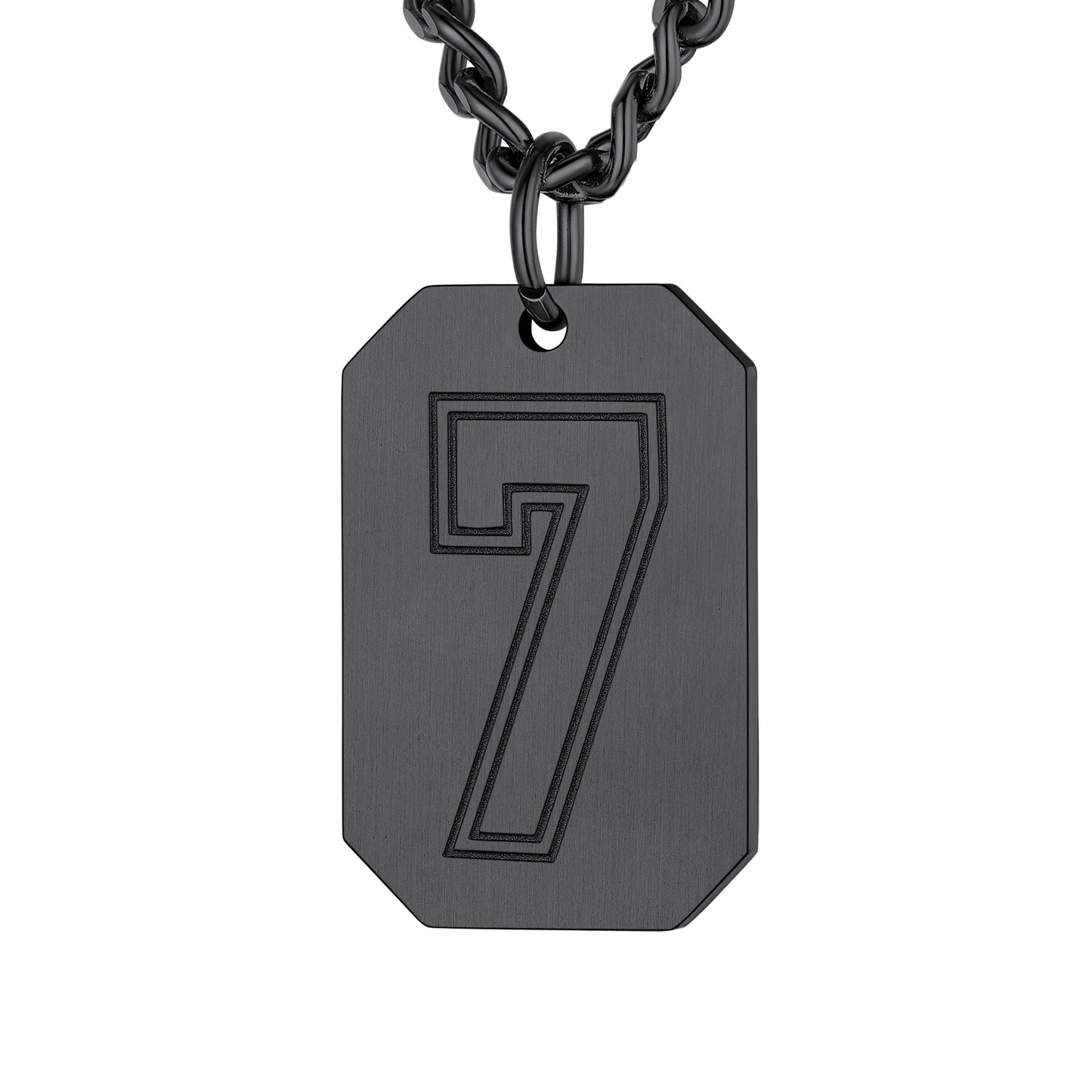 Black / 7 Custom Baseball Jersey Number Dog Tag Necklace for Sport Boys