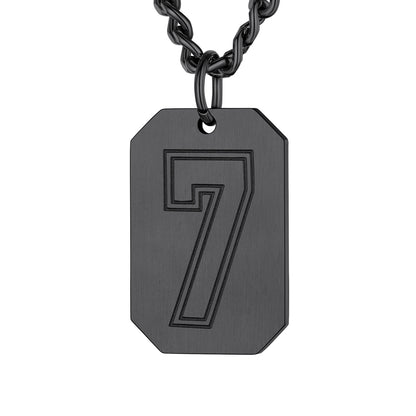 Black / 7 Custom Baseball Jersey Number Dog Tag Necklace for Sport Boys