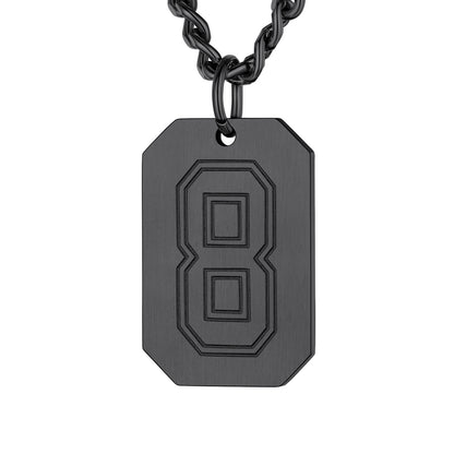 Black / 8 Custom Baseball Jersey Number Dog Tag Necklace for Sport Boys