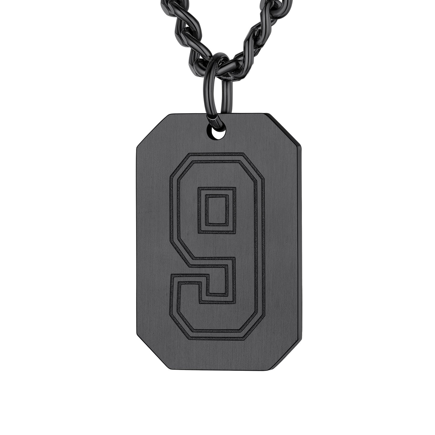 Black / 9 Custom Baseball Jersey Number Dog Tag Necklace for Sport Boys