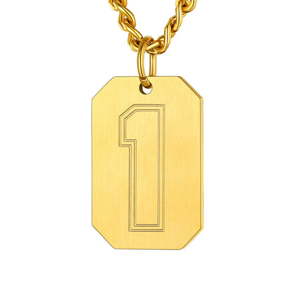 Gold / 1 Custom Baseball Jersey Number Dog Tag Necklace for Sport Boys