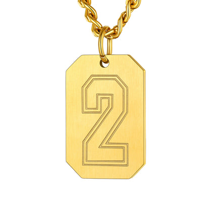 Gold / 2 Custom Baseball Jersey Number Dog Tag Necklace for Sport Boys