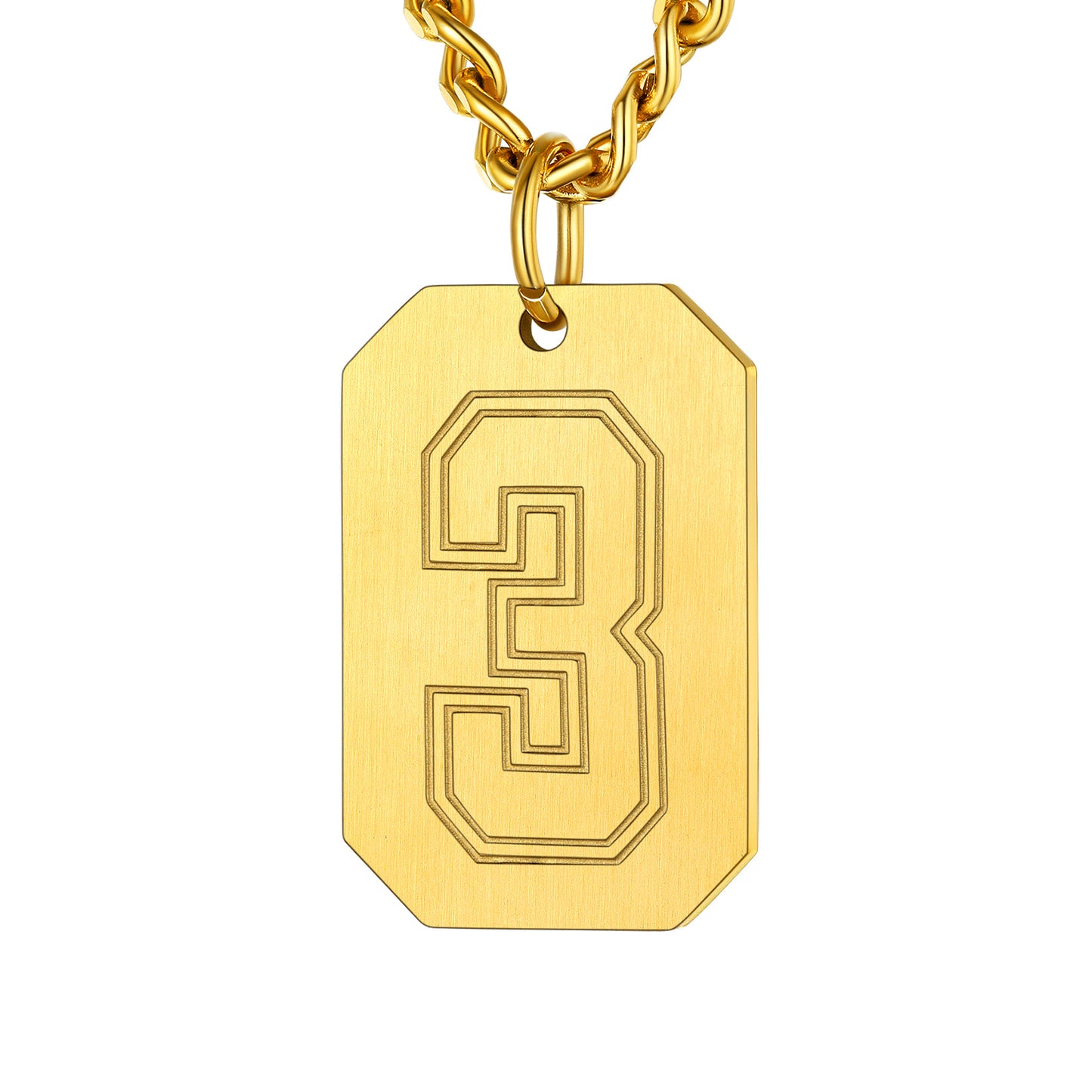 Gold / 3 Custom Baseball Jersey Number Dog Tag Necklace for Sport Boys