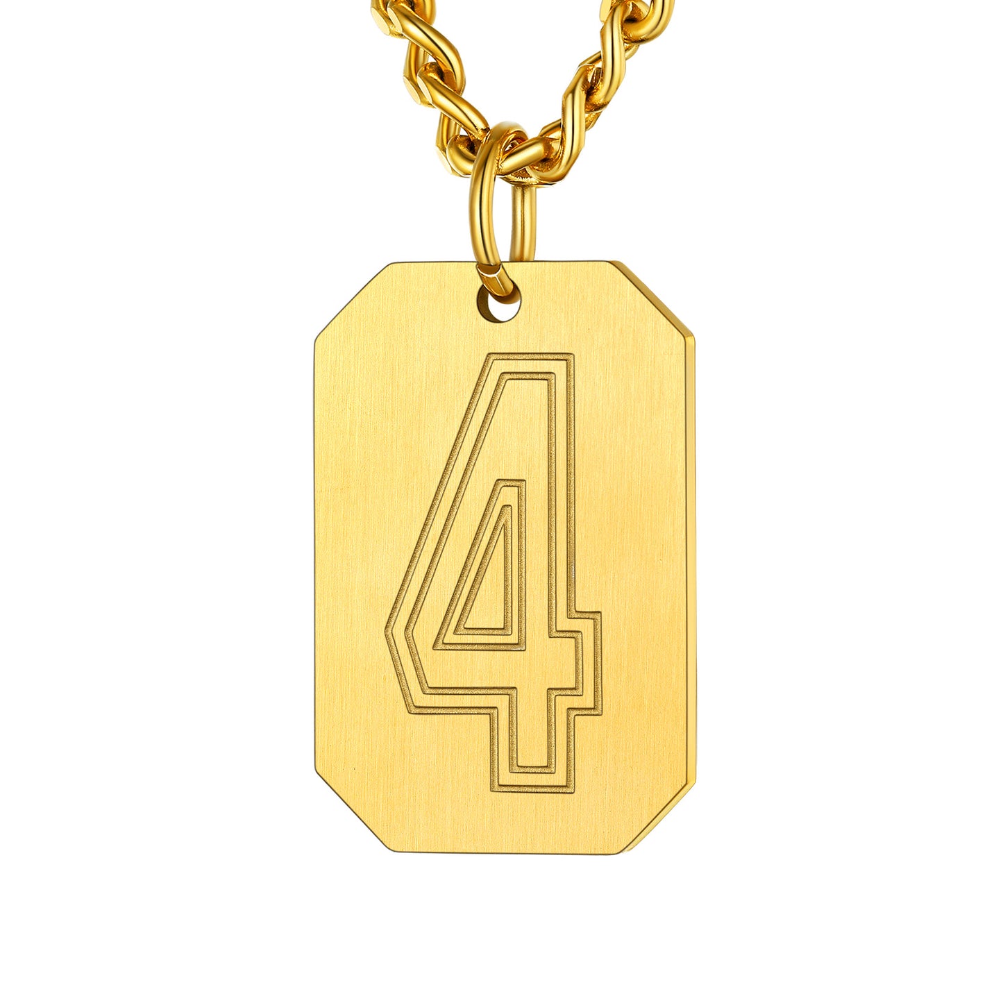 Gold / 4 Custom Baseball Jersey Number Dog Tag Necklace for Sport Boys