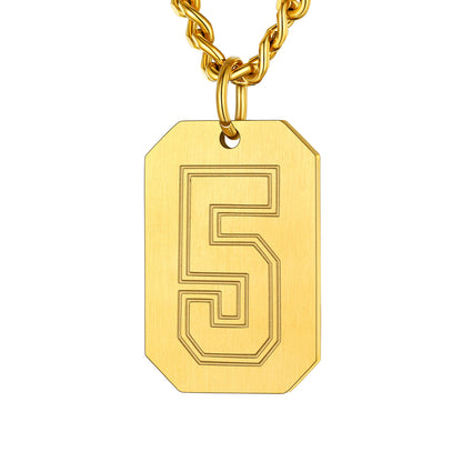 Gold / 5 Custom Baseball Jersey Number Dog Tag Necklace for Sport Boys