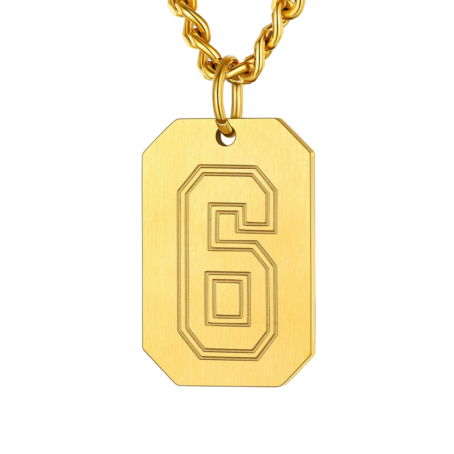 Gold / 6 Custom Baseball Jersey Number Dog Tag Necklace for Sport Boys