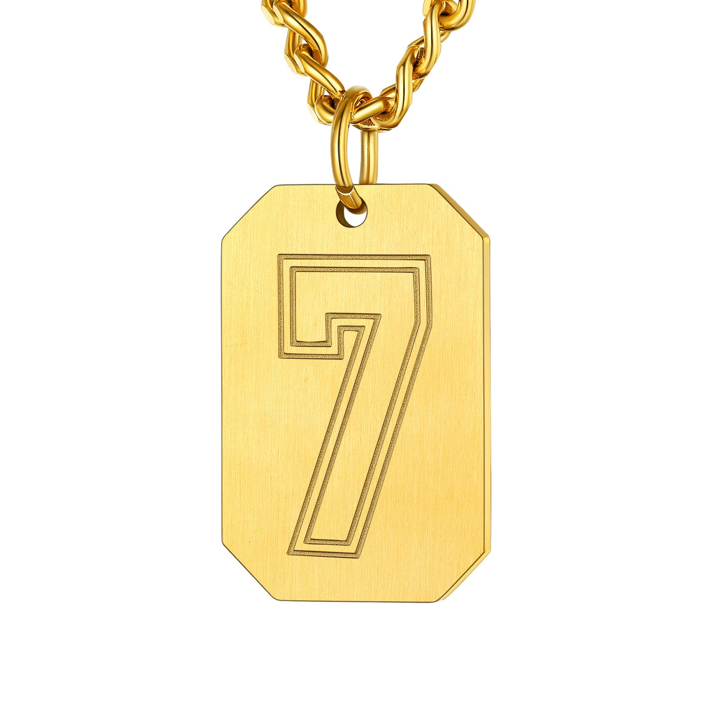 Gold / 7 Custom Baseball Jersey Number Dog Tag Necklace for Sport Boys