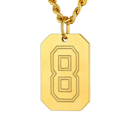 Gold / 8 Custom Baseball Jersey Number Dog Tag Necklace for Sport Boys