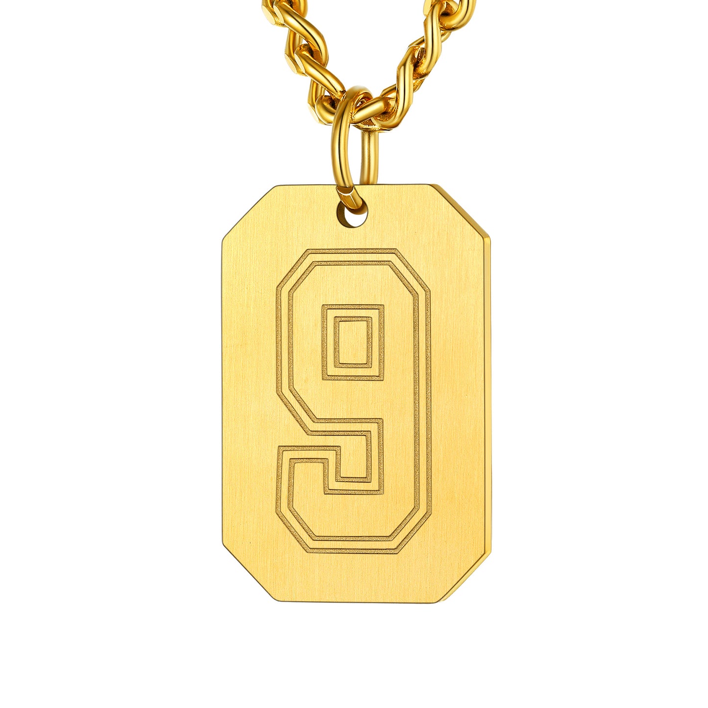 Gold / 9 Custom Baseball Jersey Number Dog Tag Necklace for Sport Boys