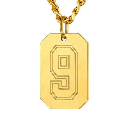 Gold / 9 Custom Baseball Jersey Number Dog Tag Necklace for Sport Boys