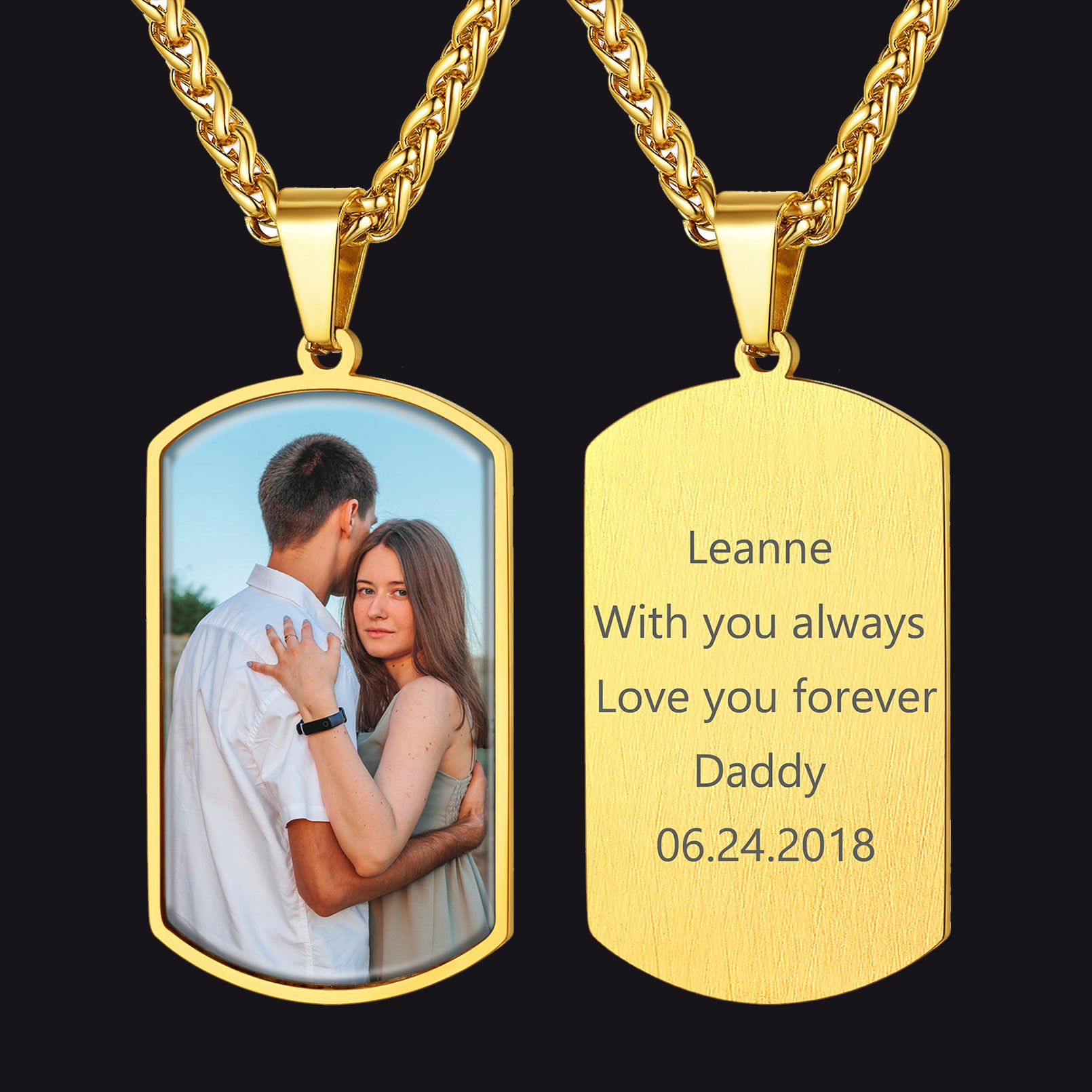 Custom Photo Dog Tag Necklace with Picture For Men FaithHeart