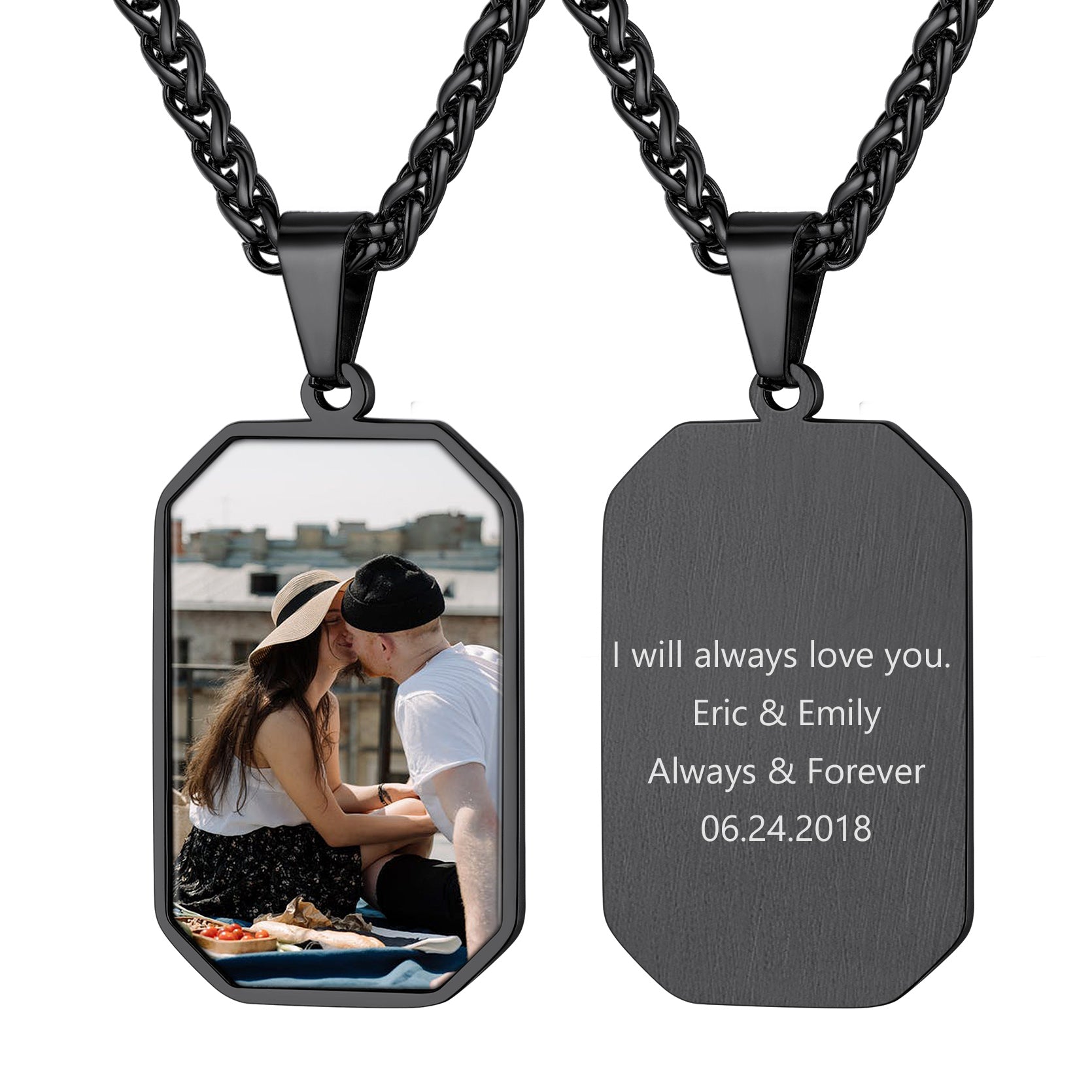 Customized Engraved Photo Dog Tag Necklace for Men/Women FaithHeart