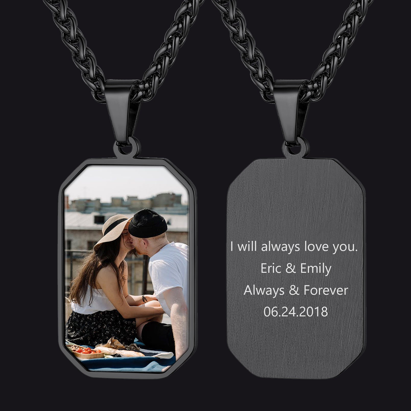 Customized Engraved Photo Dog Tag Necklace for Men/Women FaithHeart