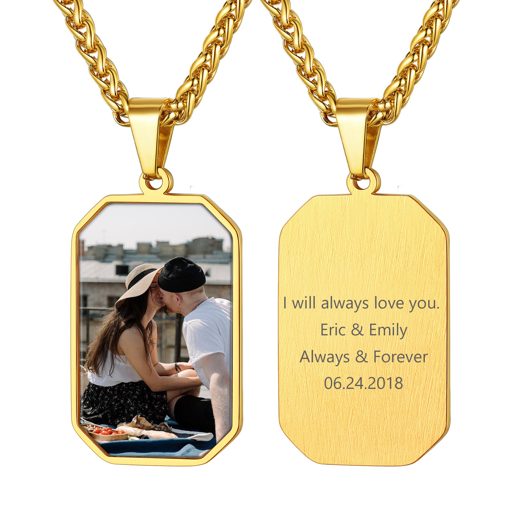 Customized Engraved Photo Dog Tag Necklace for Men/Women FaithHeart