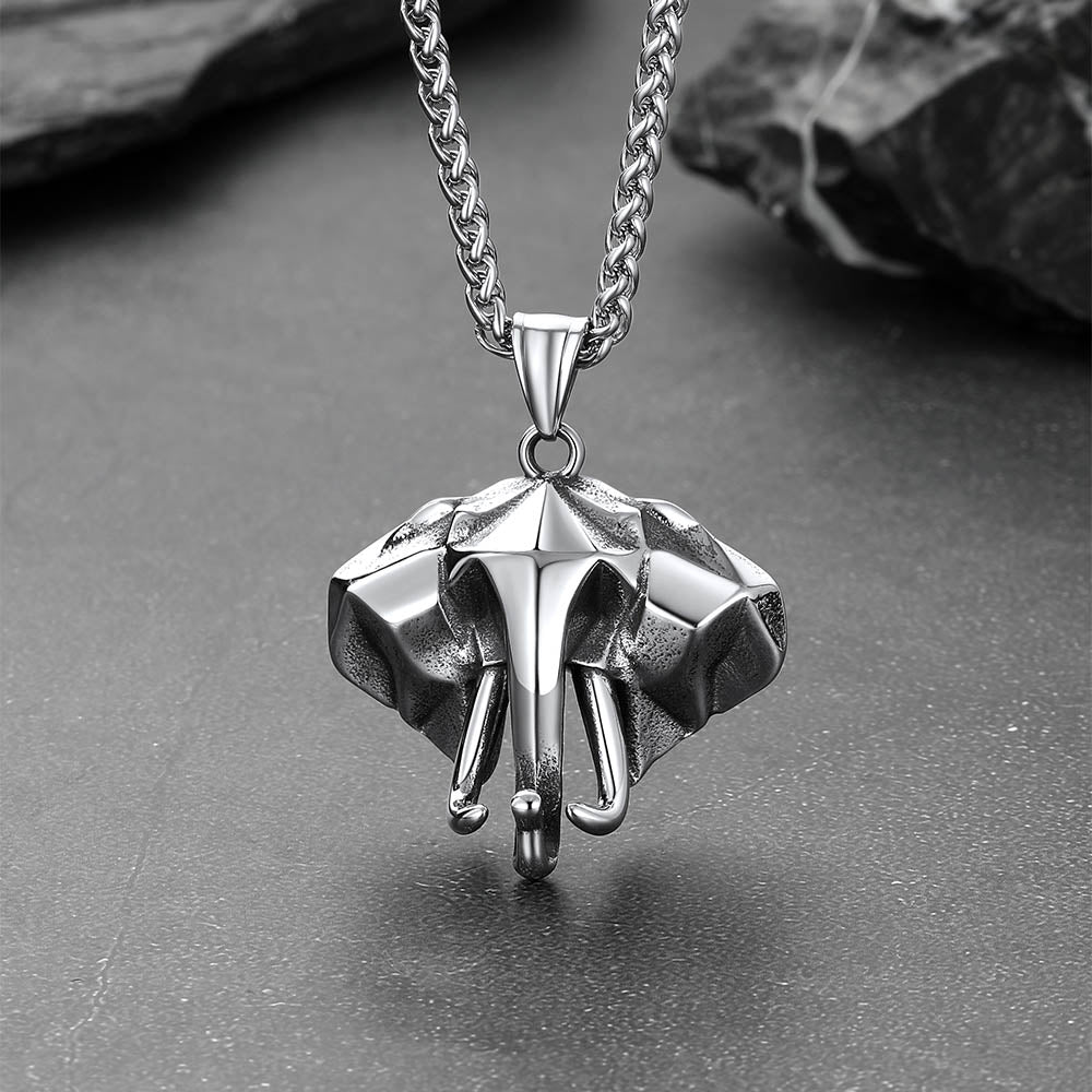 Stainless Steel Elephant African Animals Hip Hop Necklace