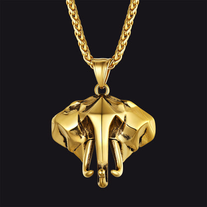 Stainless Steel Elephant African Animals Hip Hop Necklace