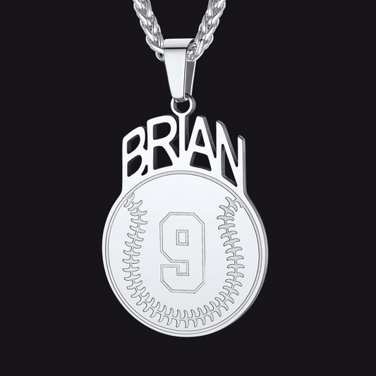 Custom Sports Necklace Name Tag with Jersey Number for Fans Athleteimg