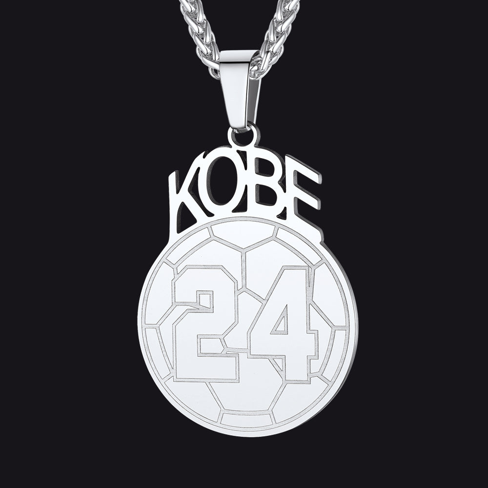 Steel / Soccer Custom Sports Necklace Name Tag with Jersey Number for Fans Athlete
