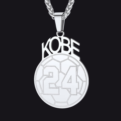 Steel / Soccer Custom Sports Necklace Name Tag with Jersey Number for Fans Athlete