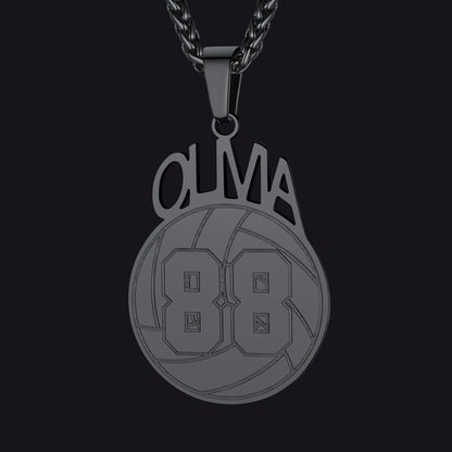 Black / Volleyball Custom Sports Necklace Name Tag with Jersey Number for Fans Athlete