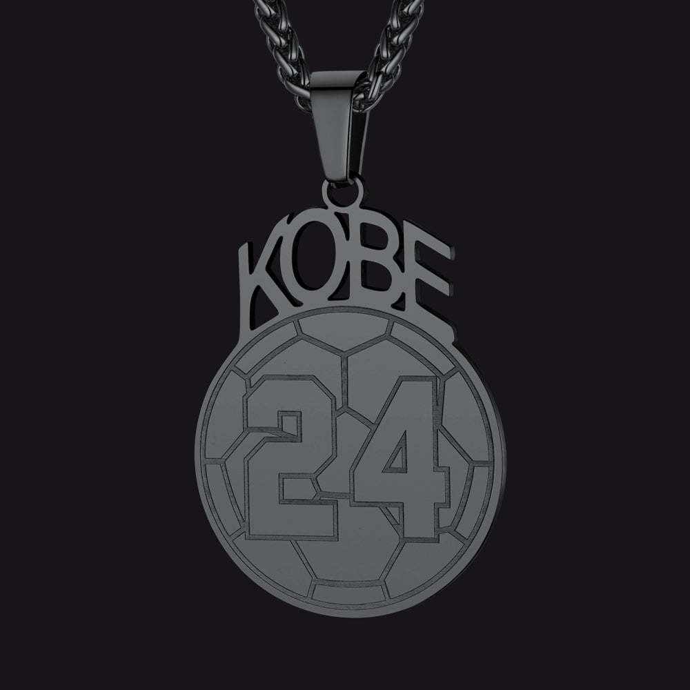 Black / Soccer Custom Sports Necklace Name Tag with Jersey Number for Fans Athlete