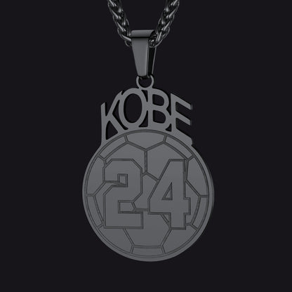 Black / Soccer Custom Sports Necklace Name Tag with Jersey Number for Fans Athlete