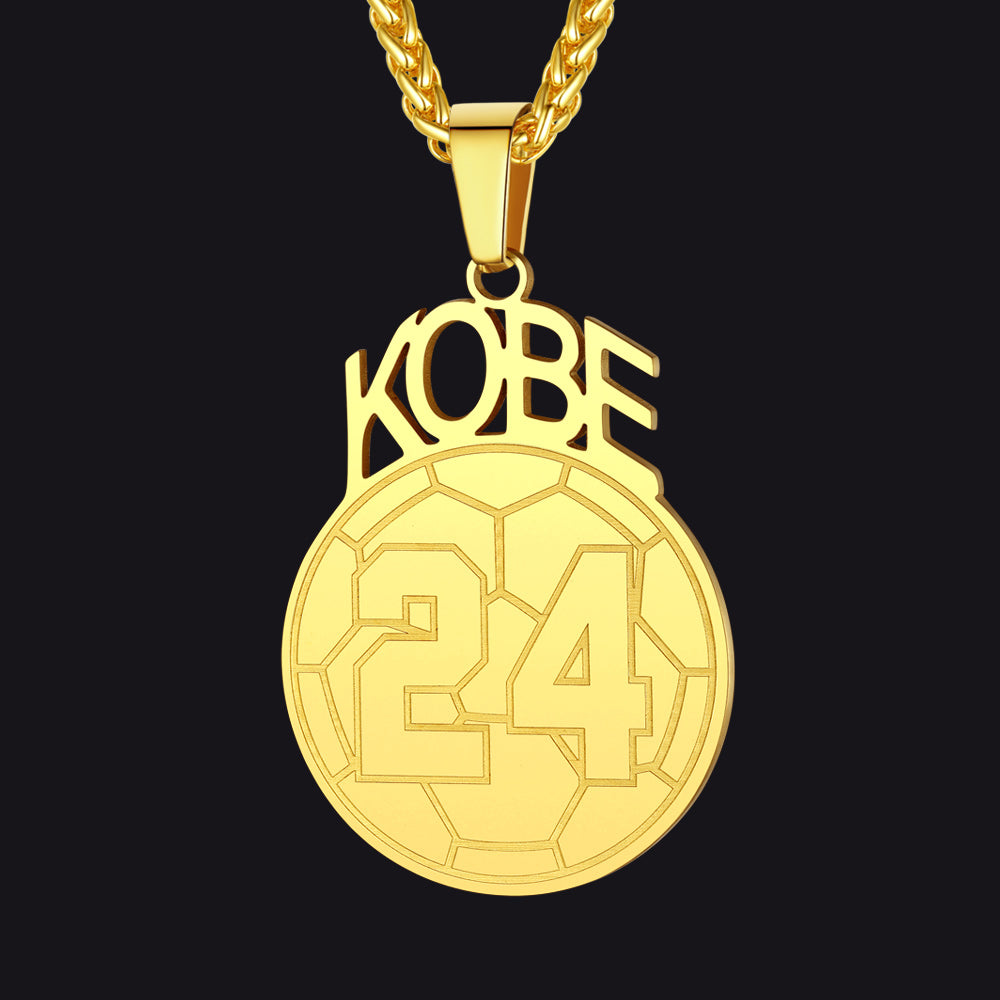 Gold / Soccer Custom Sports Necklace Name Tag with Jersey Number for Fans Athlete