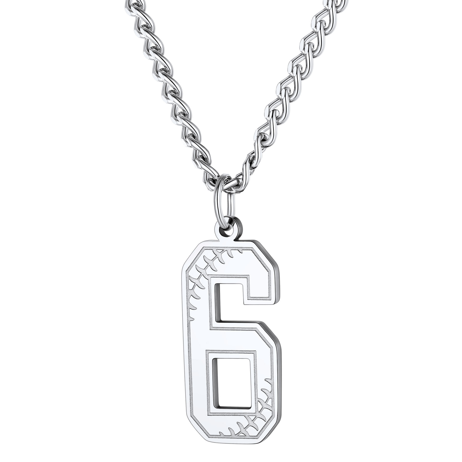 FaithHeart Baseballs Fans Stainless Steel Number Necklace FaithHeart