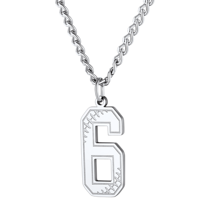 FaithHeart Baseballs Fans Stainless Steel Number Necklace FaithHeart