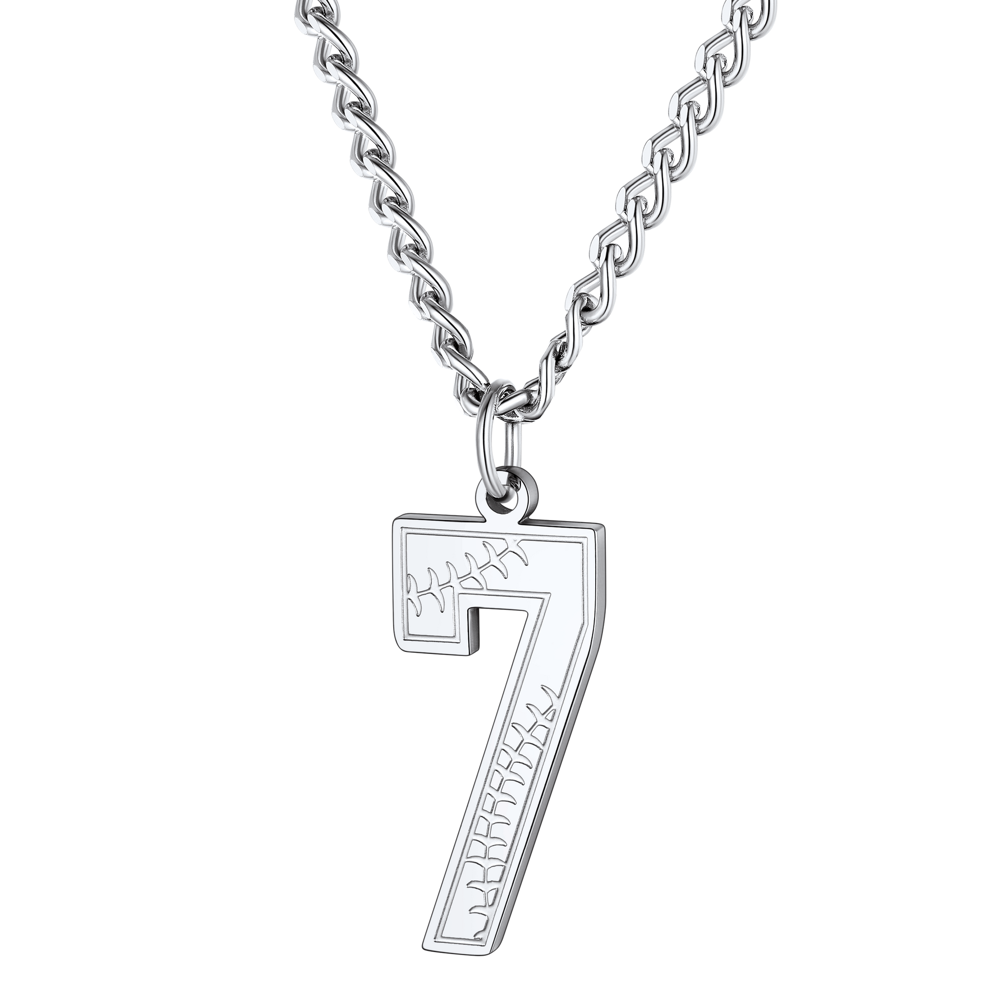 FaithHeart Baseballs Fans Stainless Steel Number Necklace FaithHeart