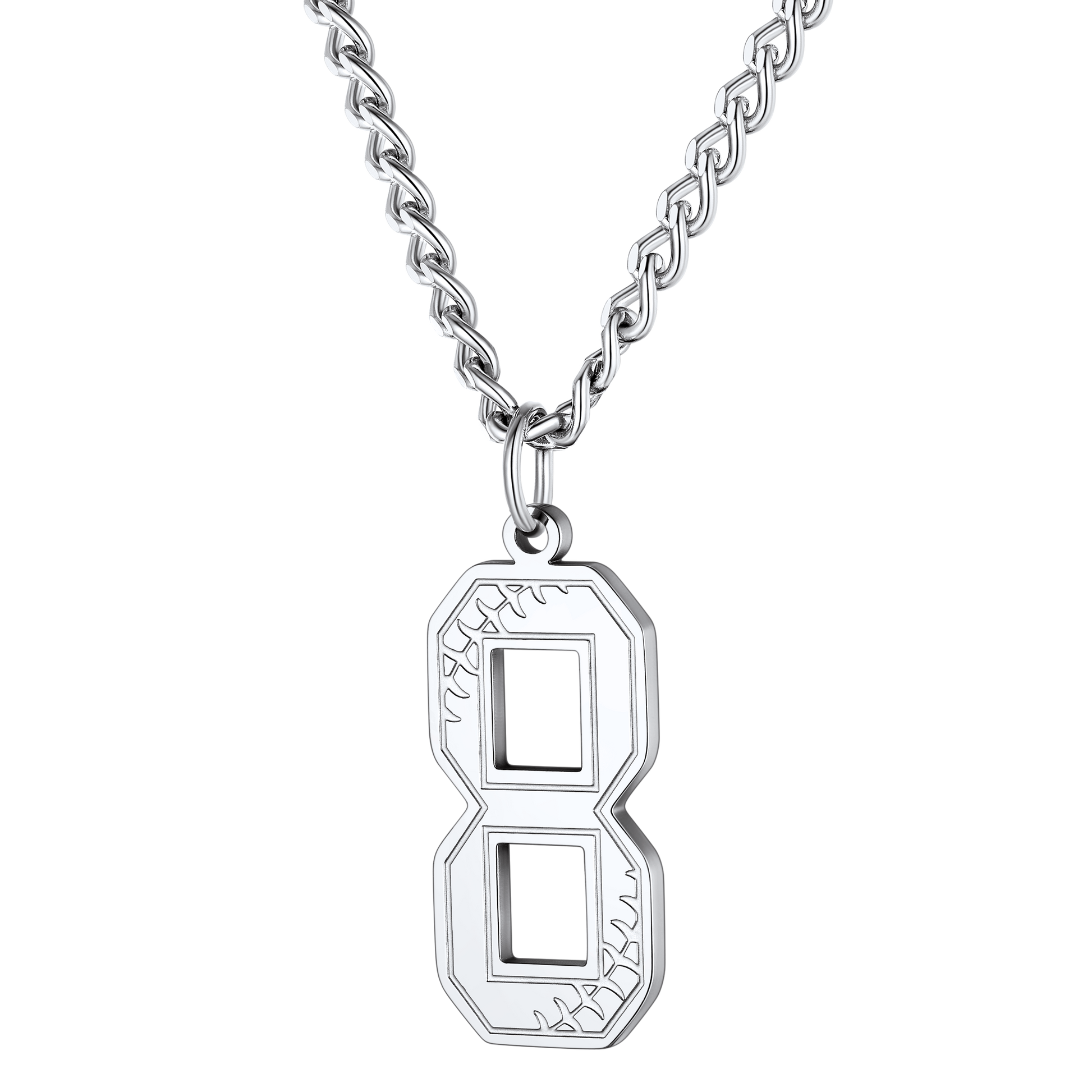 FaithHeart Baseballs Fans Stainless Steel Number Necklace FaithHeart