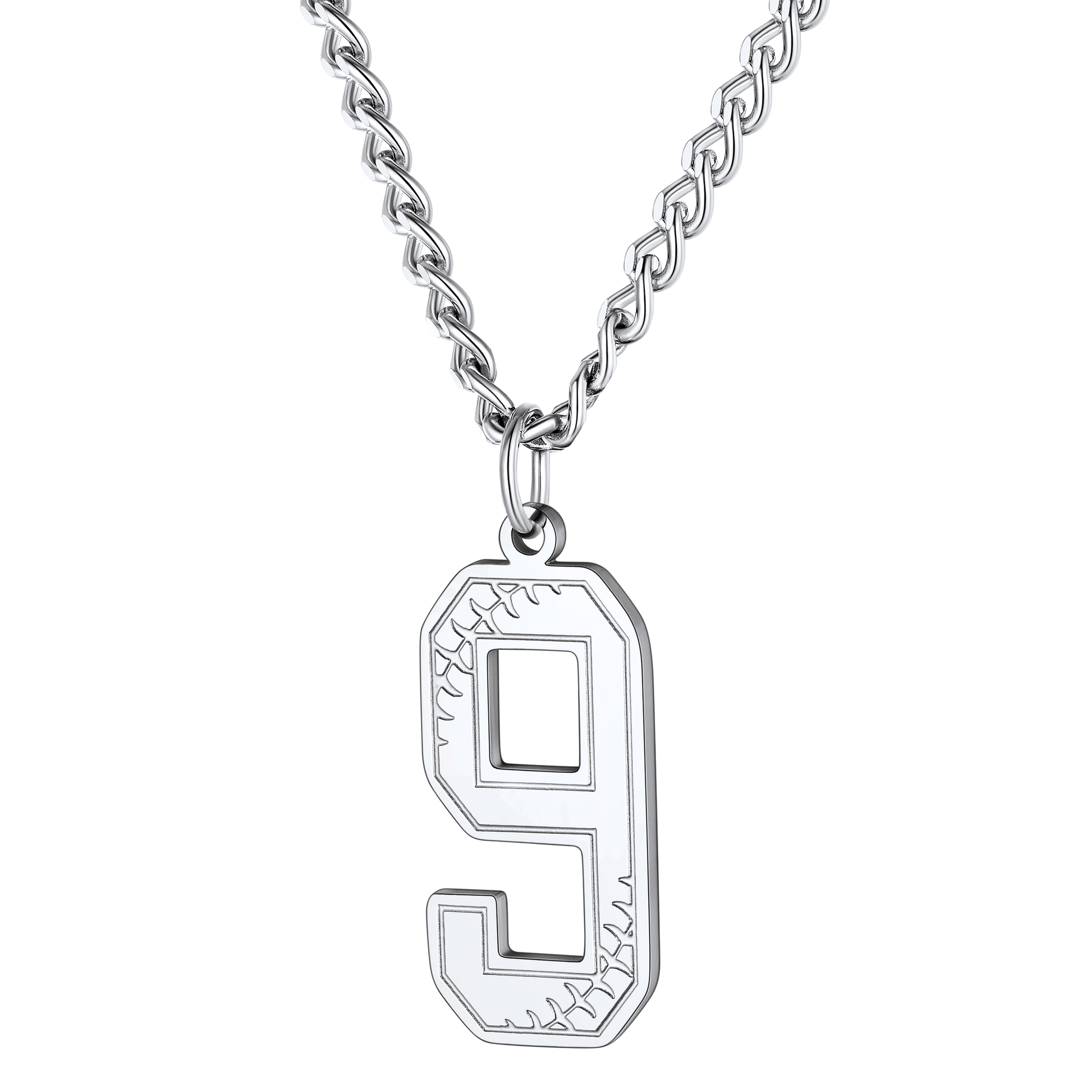 FaithHeart Baseballs Fans Stainless Steel Number Necklace FaithHeart